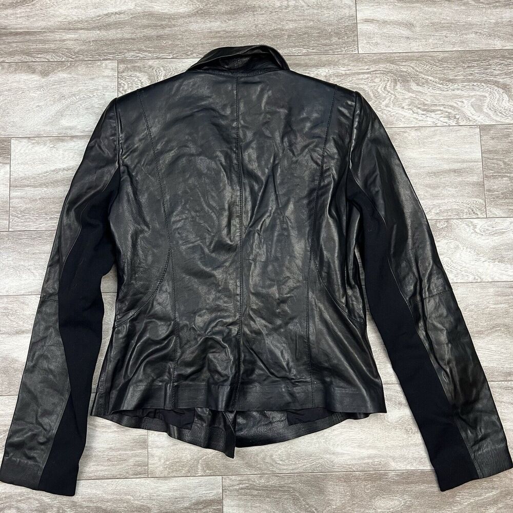 Lafayette 148 New York Moto Leather Zip Up Jacket - Picture 3 of 9